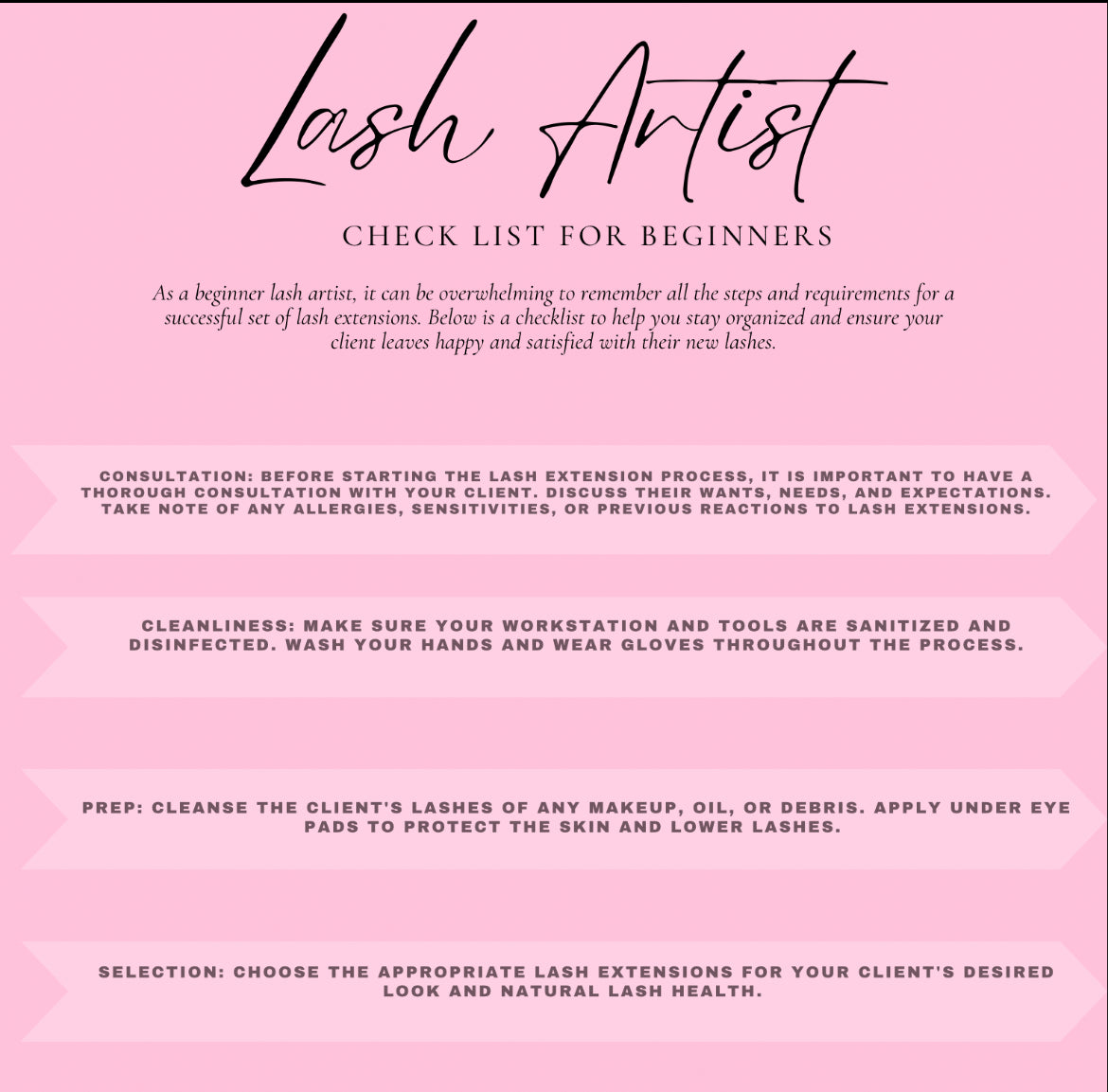 Free Lash CheckList